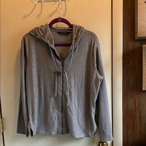 Colleen Lopez Gray Studded Zip Hoodie